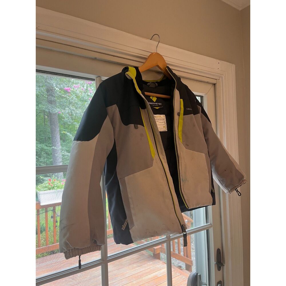 Obermeyer Kids Size 7 Winter Jacket / Ski Coat with I-Grow, Black / Yellow